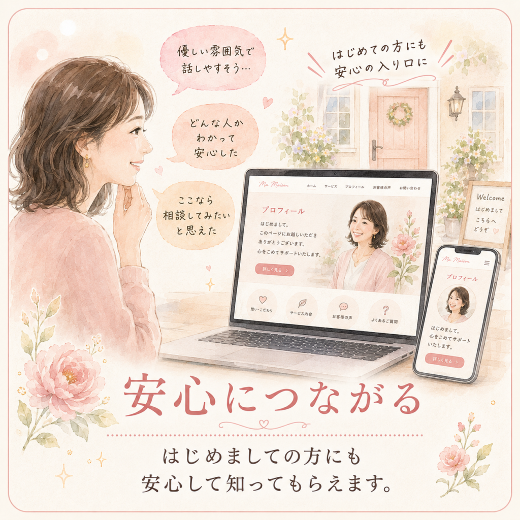 安心につながる
はじめましての方にも安心して知ってもらえます。